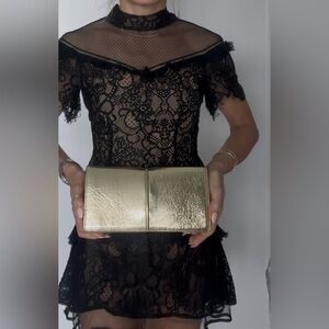 Nina Ricci Elegant Gold Clutch Bag